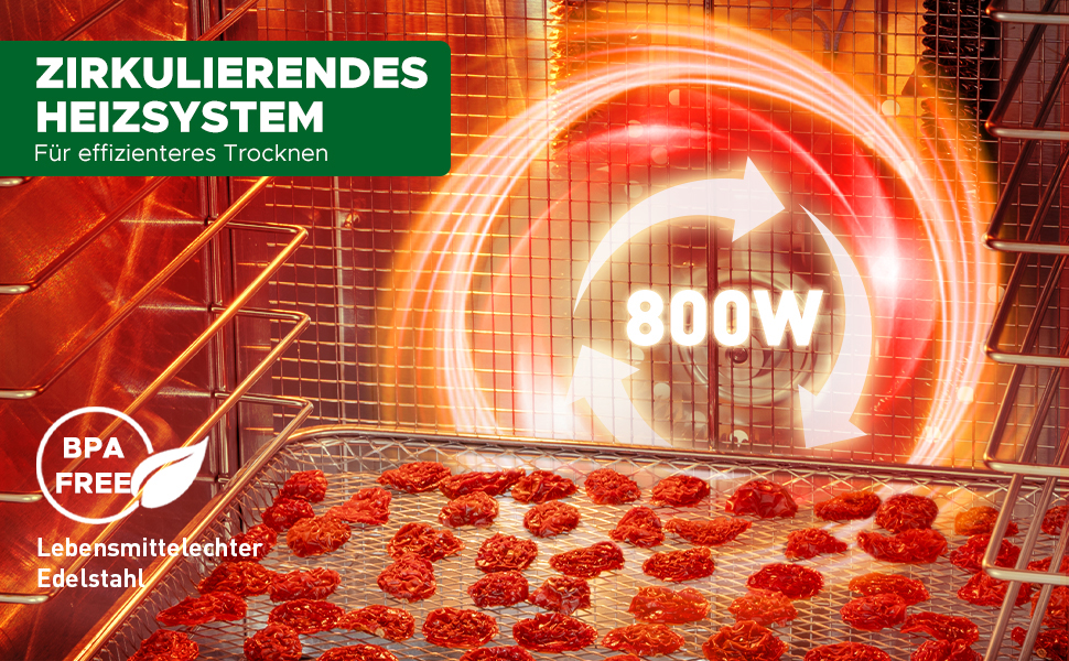 Електрична сушарка для продуктів Kwasyo з нержавіючої сталі, 12 ярусів, 30-90°C, таймер 24 год