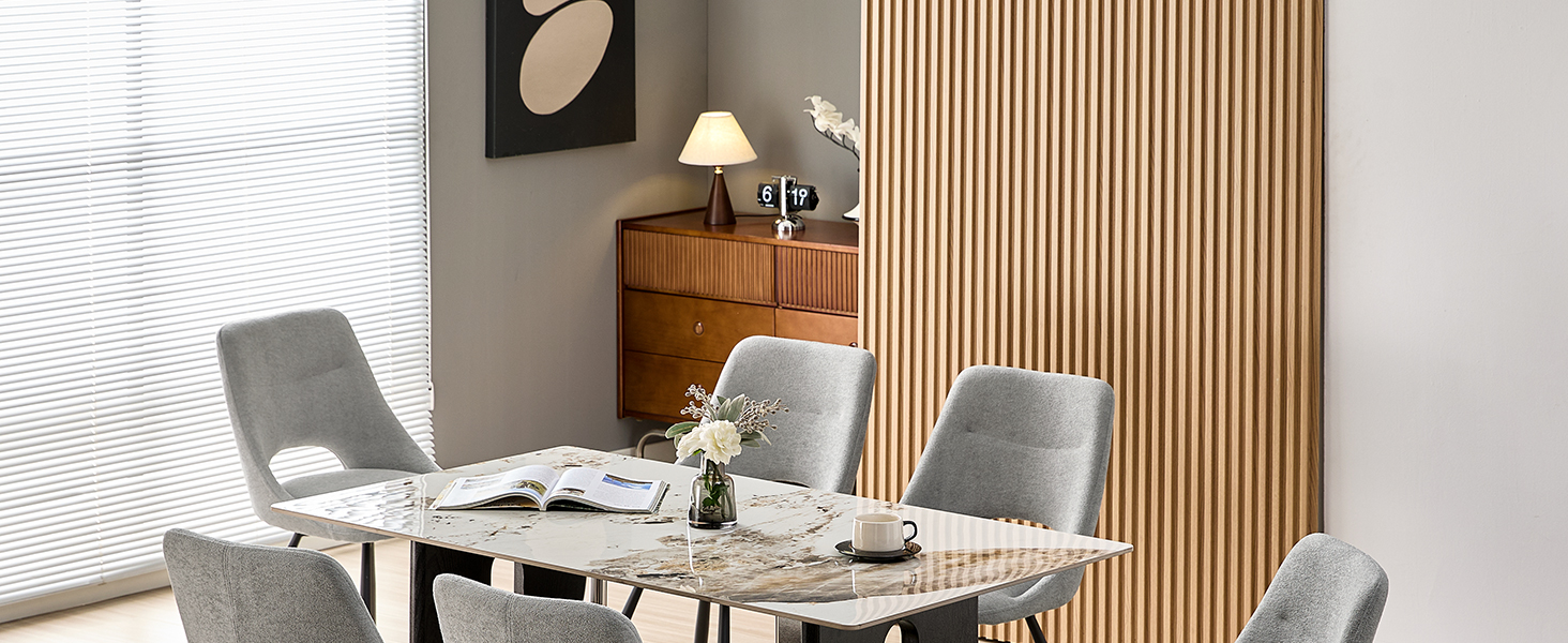 LEWE Комплект з 6 обертових стільців для їдальні, кухонних, вітальні та спальні, ергономічні, без підлокітників, з тканини кашемір (сірий)