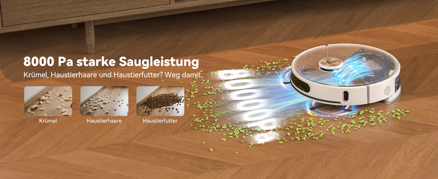 Робот-пилосос Tesvor S8 Pro з функцією миття - 8000Pa, 3-в-1, LiDAR-навігація, 240 хв роботи, керування через додаток/Alexa, для шерсті тварин, килимів та твердих підлог