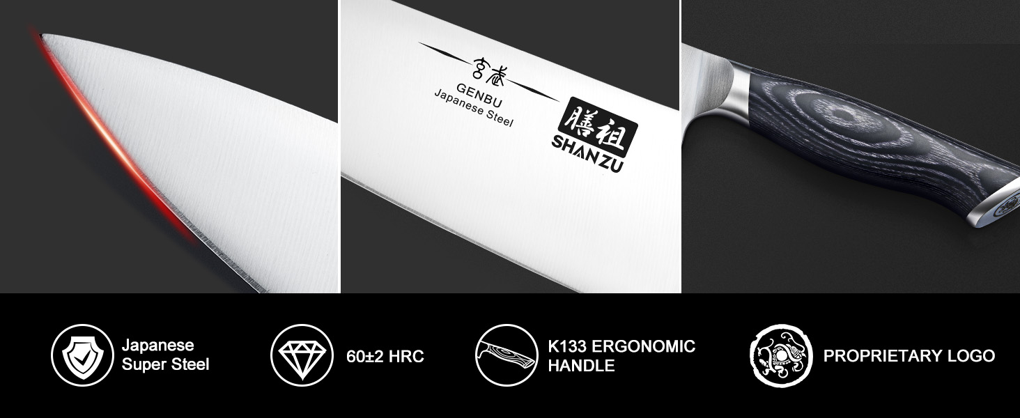 Ніж кухарський SHAN ZU 20 см з високоякісної нержавіючої сталі з ергономічною ручкою K133