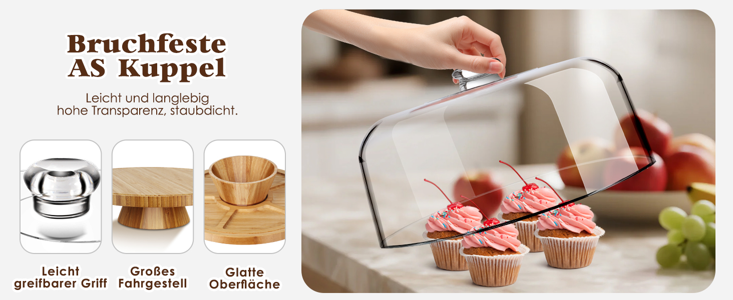 Підставка для тортів Eukue з кришкою, обертова, для декорування тортів (6-в-1, багатофункціональна)