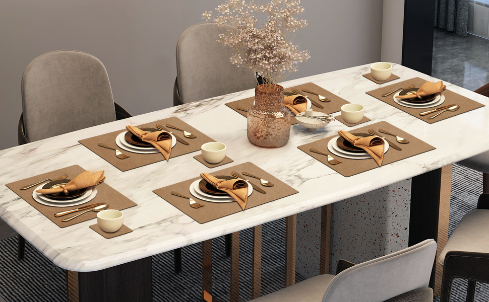 Набори серветок YIHELU: 6 шт., водонепроникні, з штучної шкіри, для кухні та їдальні, м'ятно-зелені/кремові