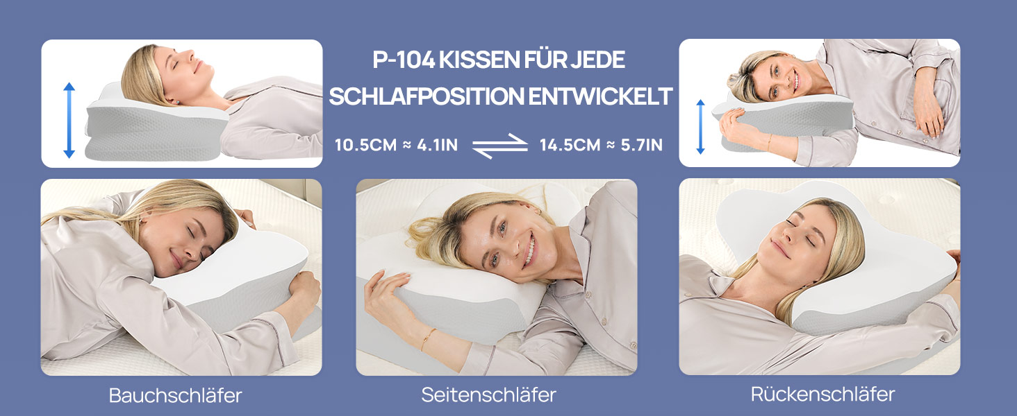 Ергономічна подушка для шиї MULISOFT з ефектом пам'яті (Memory Foam), форма-метелик, біла, розмір M