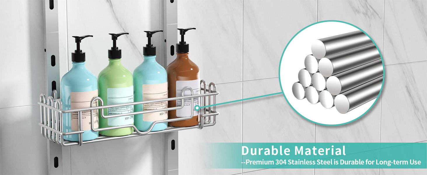 Настінна поличка для душу HapiRm з 4 ярусами, 22 гачками та 2 тримачами для зубних щіток (срібна)