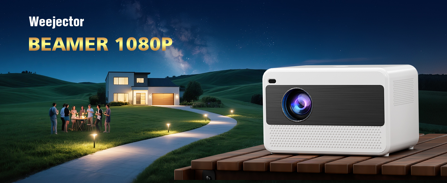 Проектор Smart Beamer WiFi для домашнього кіно, 16000 Люмен Full HD 1080P, електричний фокус, Zoom, Bluetooth, сумісний з iOS/Android/Fire Stick/Laptop/PS5