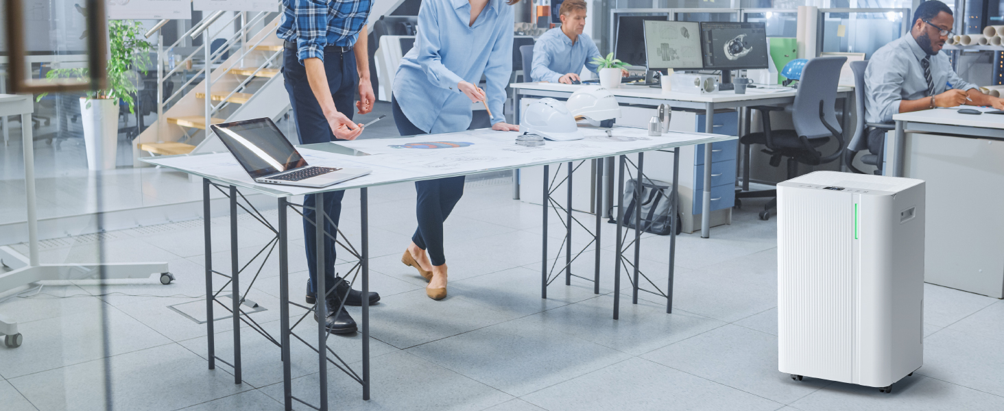 EUHOMY Електричний осушувач повітря 20л/день, для підвалу з відведенням води, тихий, з таймером та авторозморожуванням, для квартири 50м² та 150м³