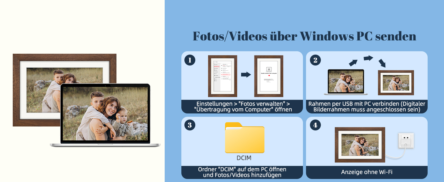 Цифровий фоторамка Frameo 10.1 дюйма з Wi-Fi, горіхове дерево, 32GB, IPS Touchscreen, Wi-Fi, фото/відео через додаток Frameo, подарунок для чоловіків та жінок