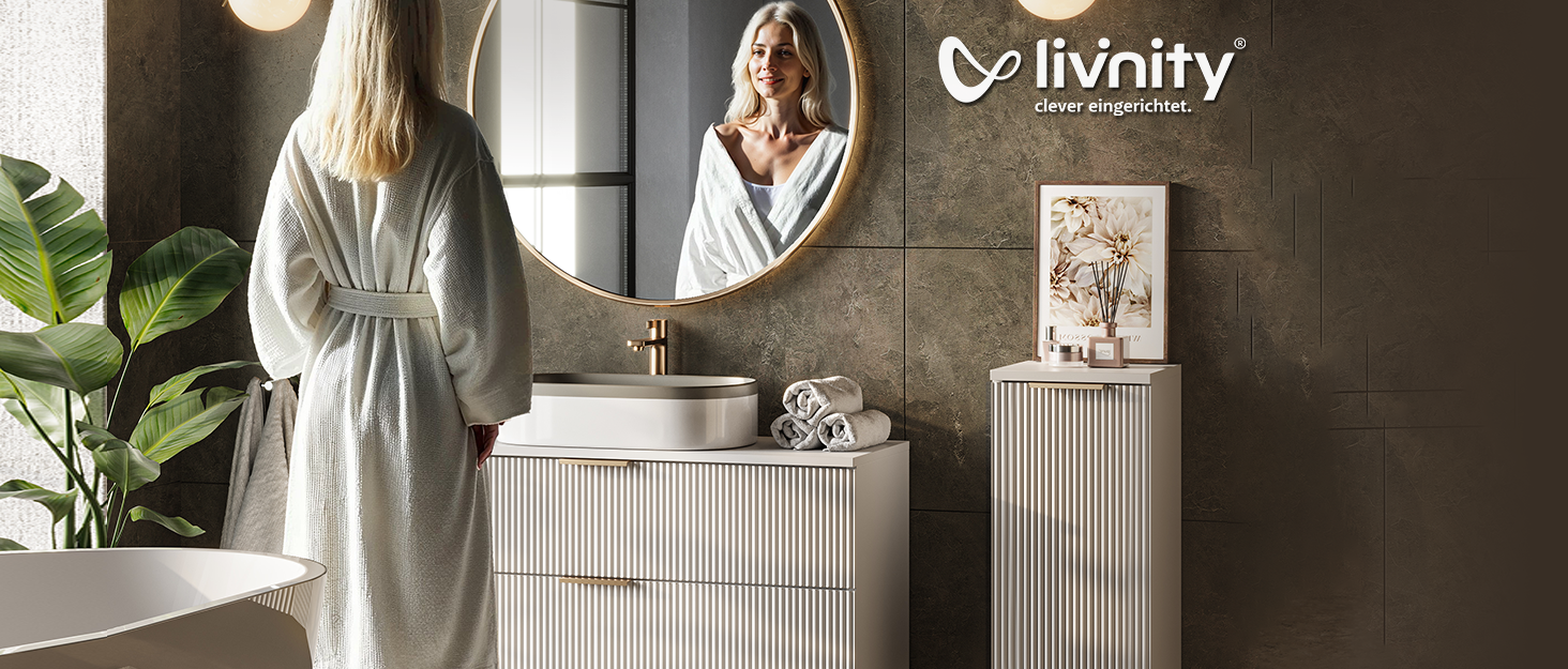 Дзеркало для ванної кімнати Livinity Timavo з полицею, білий, 60 x 67 см