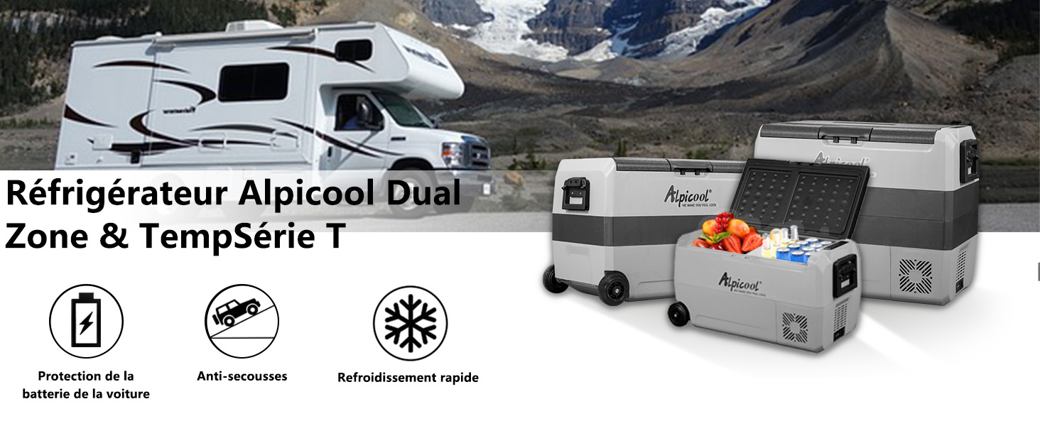 Автомобільний холодильник Alpicool T60 60L компресорний, портативний, 12V/220V з USB, -20°C до +20°C для авто, кемпінгу, вантажівок, човнів