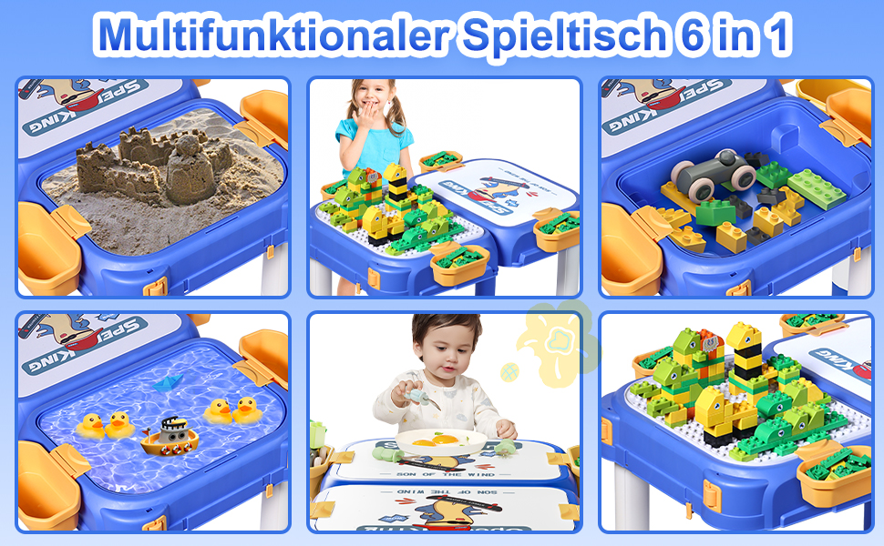 Дитячий стіл Fygurso з кріслом та 90 великих кубиків для конструювання. Трансформується в коробку на колесах. Для дітей від 3 років.