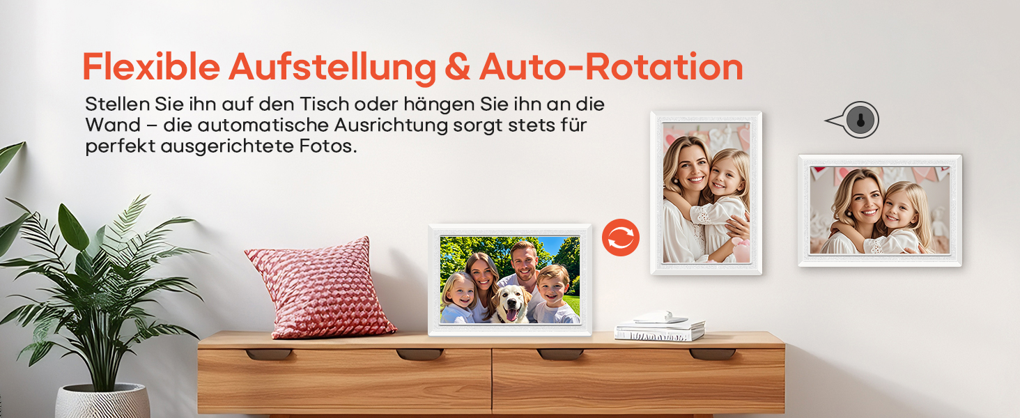 Frameo: Цифровий фоторамка 10.1 дюйма, HD 1280*800 IPS, сенсорний екран, 32GB, автоповорот, Frameo App