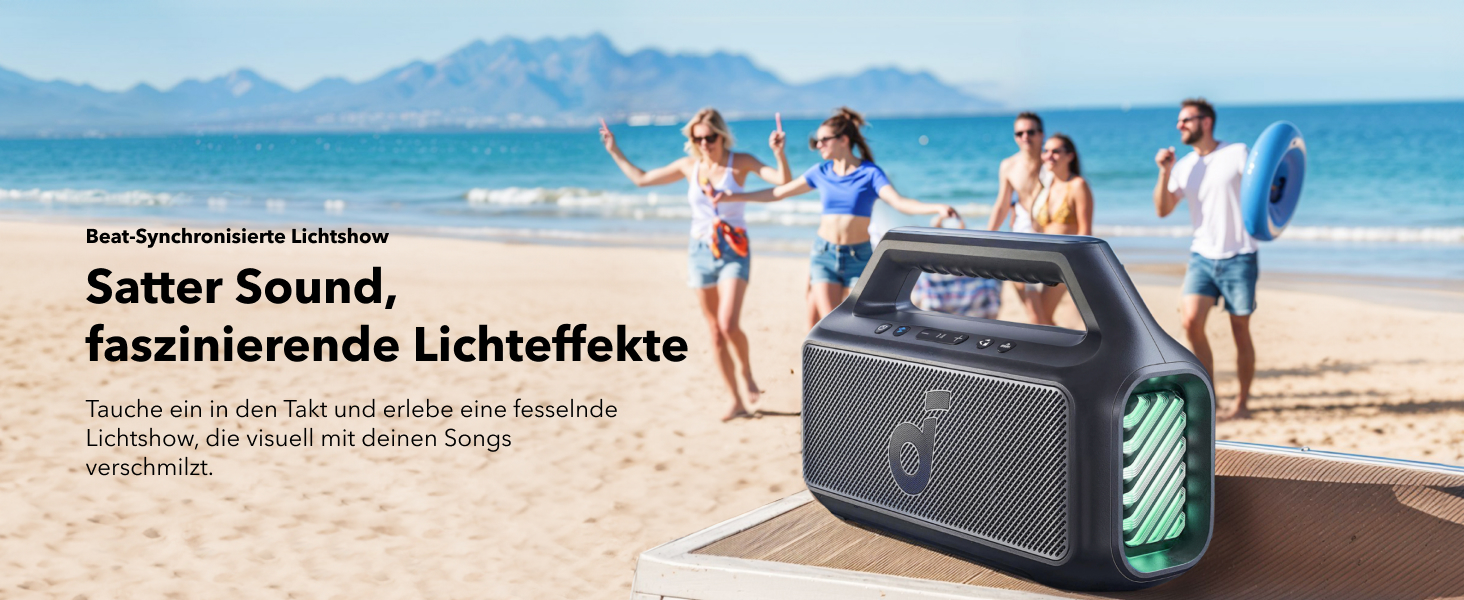 Soundcore Boom 2 - Портативна Bluetooth-колонка, 80W, сабвуфер, BassUp 2.0, 24 години, IPX7, LED, USB-C, BT 5.3, Чорна