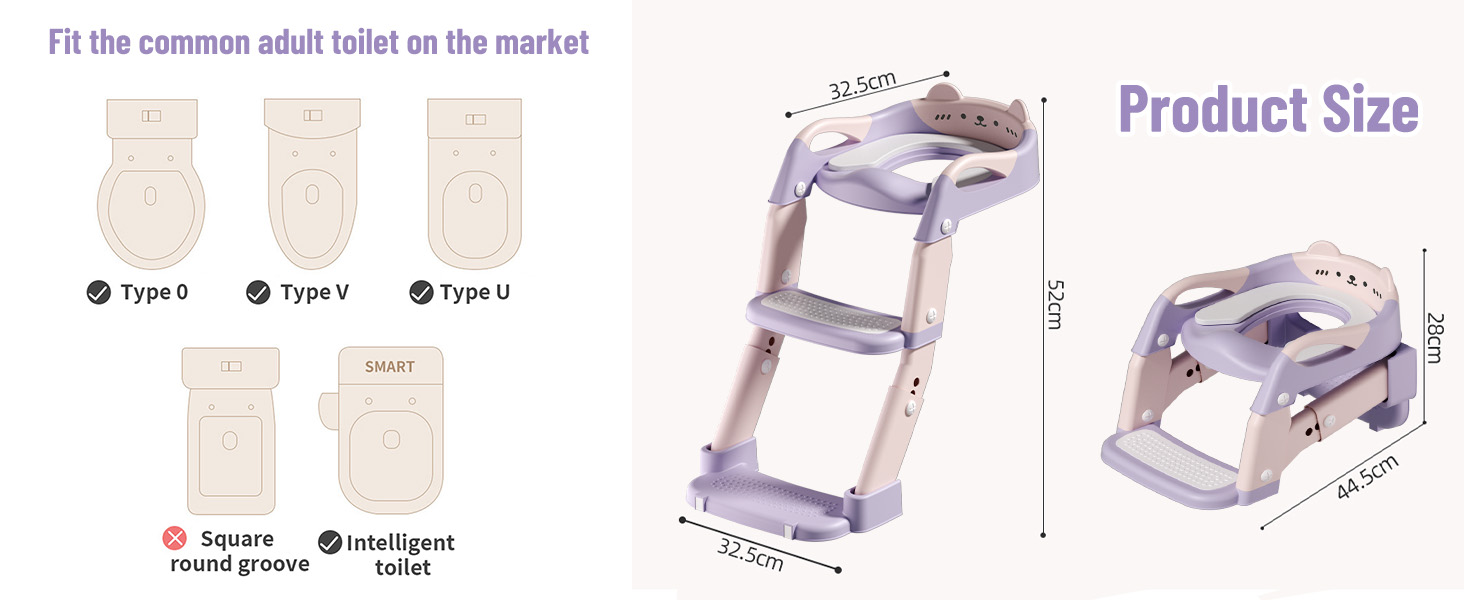 Дитячий унітаз-сходи 3-в-1 з поручнями, регульований по висоті, сірий. Тренажер для привчання до горщика