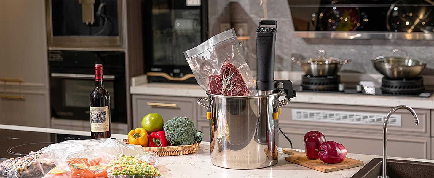 Вакууматор для продуктів Mesliese 6-в-1, потужність 90 кПа, компактний вакуумний пакувальник з різаком, режимами для сухих та вологих продуктів, набором пакетів (Темно-сірий)