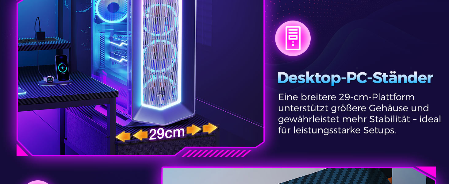 Ігровий стіл Coleshome з полицею та шухлядами, 137x48 см. Стіл для геймінгу з LED-підсвічуванням та розеткою, комп'ютерний стіл з місцями для зберігання та підставкою для монітора.