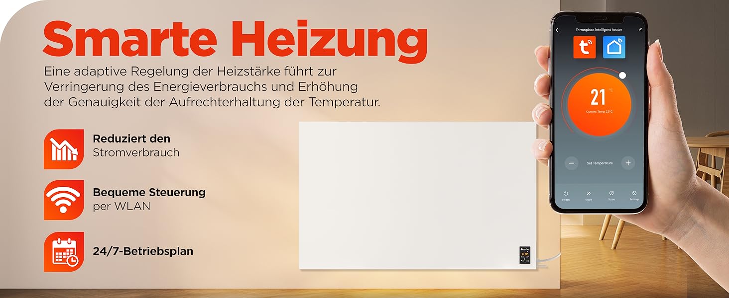 Інфранічна електрична панель TermoPlaza WiFi 270 Вт (до 7 м²) з термостатом | Інфрачервоний нагрівач для дому та ванної кімнати | WiFi, енергозбереження