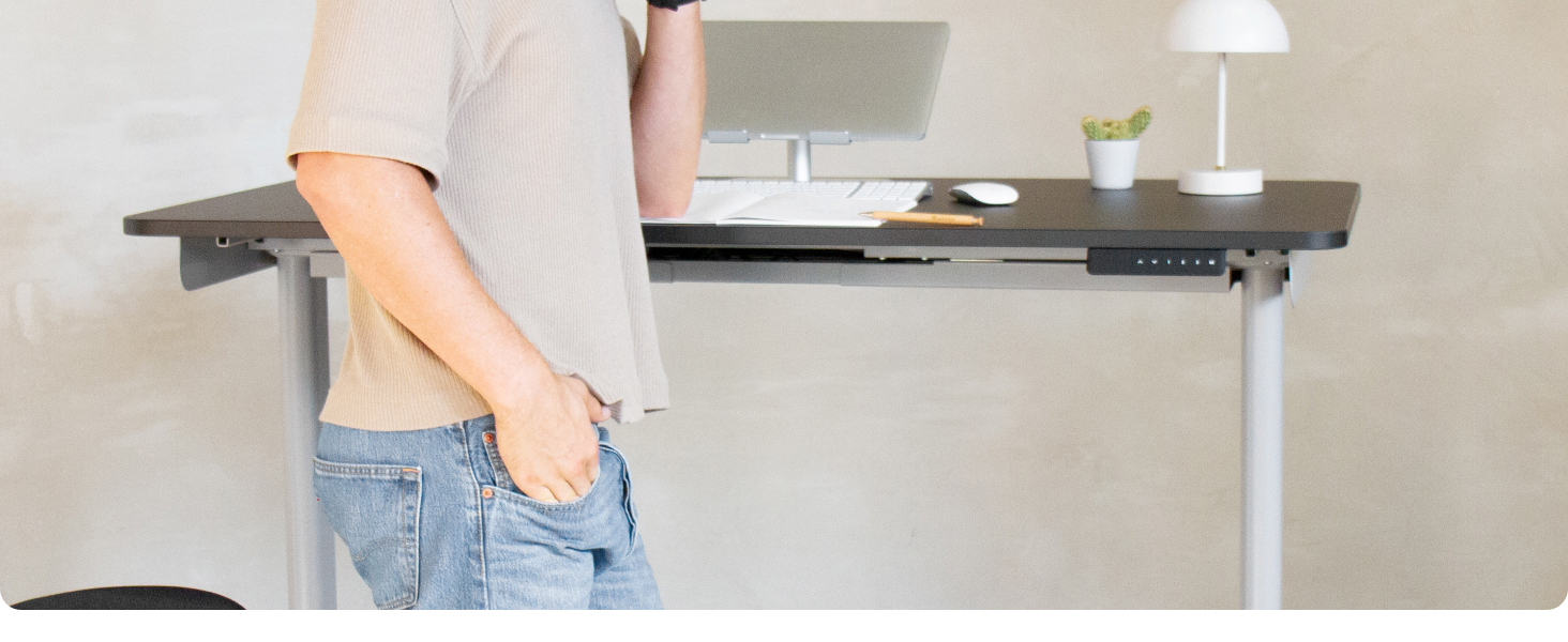 Ergotopia Desktopia One – Регульований стіл, електричний, з подвійним мотором, TÜV-сертифікований, 7 років гарантії (платиновий сірий)