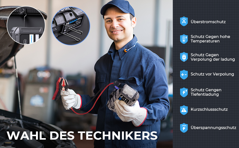 Powerbank TOPDON JS3000 для запуску авто: 12V, 3000A, 24000mAh, для бензинових та дизельних двигунів до 9.0L та 7.0L відповідно