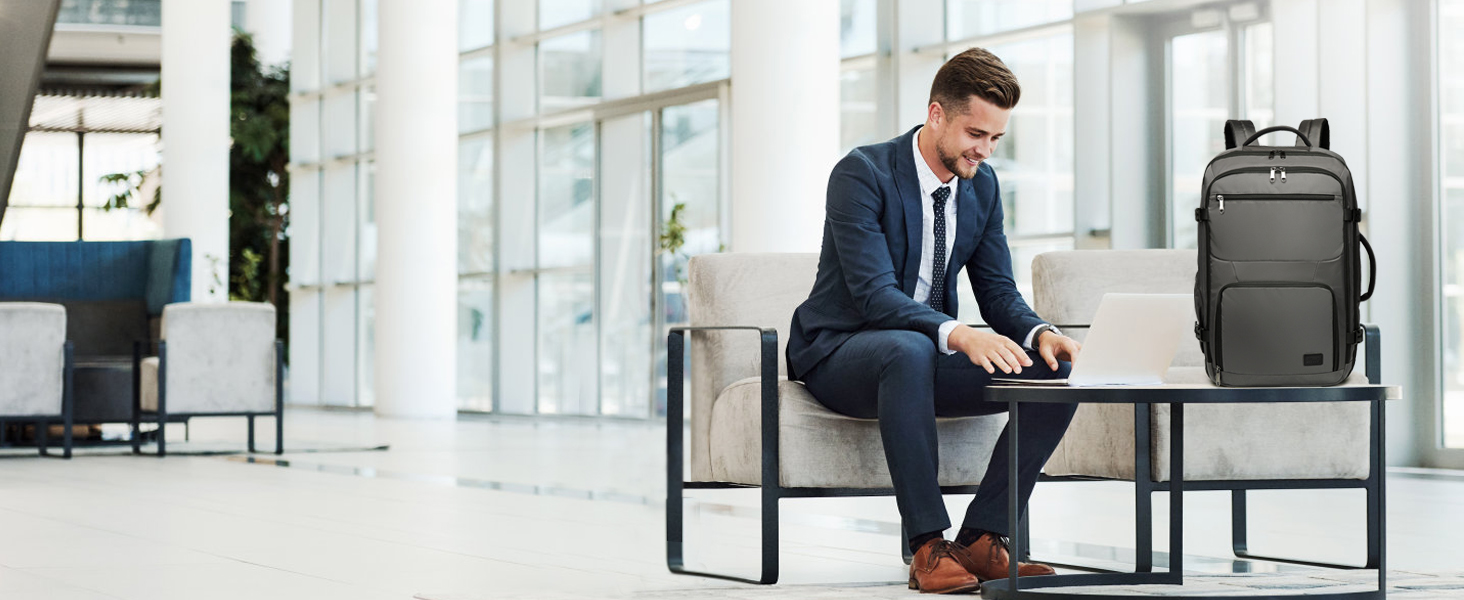 KONO Рюкзак для ручної поклажі в літак, великий, водонепроникний, 55 x 35 x 20 см, 38L, Cyangrau