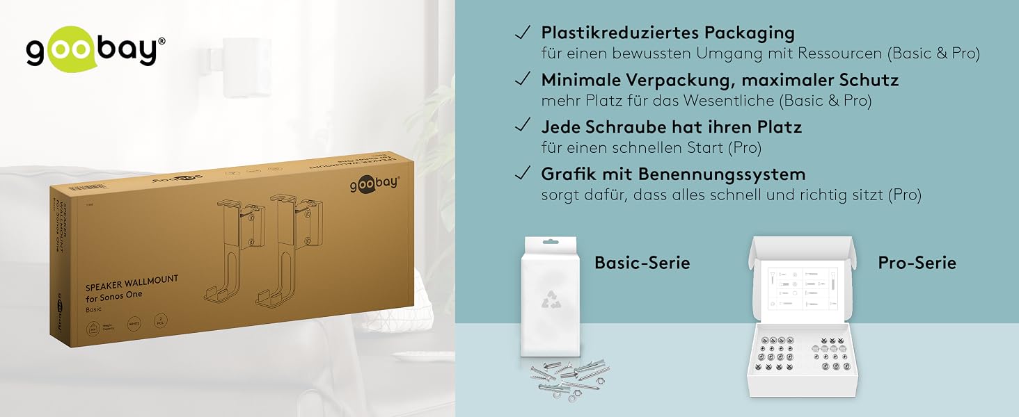 Стійка для колонок Goobay 71 см, біла, для Sonos One/One SL, вантажність 5 кг, з кабельним менеджментом