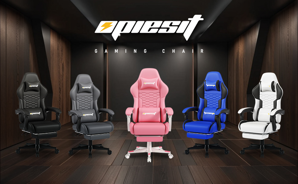 Ігровий крісло з підніжкою, регульованими підлокітниками та підтримкою попереку, ергономічне крісло для офісу з високою спинкою для дорослих, велике та високе крісло для робочого столу (Хейроза)