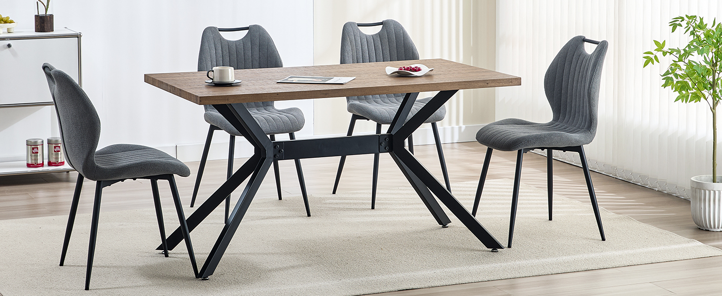 LEWE Комплект з 6 стільців для їдальні, вітальні та кухні. М'які стільці з металевими ніжками, тканинна спинка, сірий колір