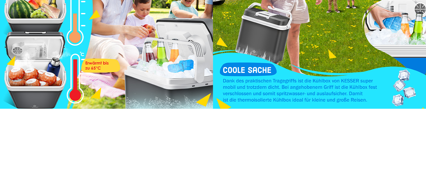 Автомобільний термобокс KESSER 24л: Електричний холодильник/грілка 12/230V для авто, човна, кемпінгу. Режими ECO та MAX, колір антрацит