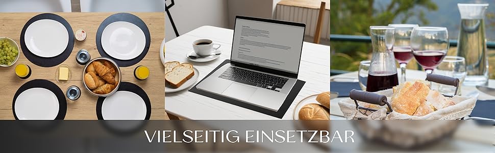 Набори серветок Garnier® з еко-шкіри, 4 шт. – миючі, стійкі, з антиковзаючою поверхнею – з екологічної переробленої шкіри, Made in Germany (круглі, чорні)