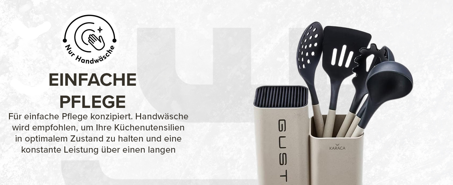 Набір ножів Karaca Gusto 12 предметів з дерев'яною підставкою та кухонними аксесуарами, з нержавіючої сталі, ергономічні ручки, кремовий колір