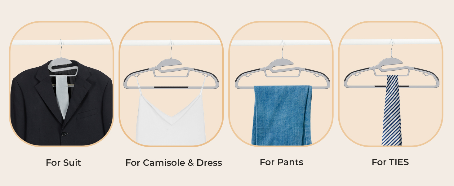 50 штук вішалок для одягу з пластику HOUSE DAY - міцні, з неслизьким покриттям, 360° обертання, сірі