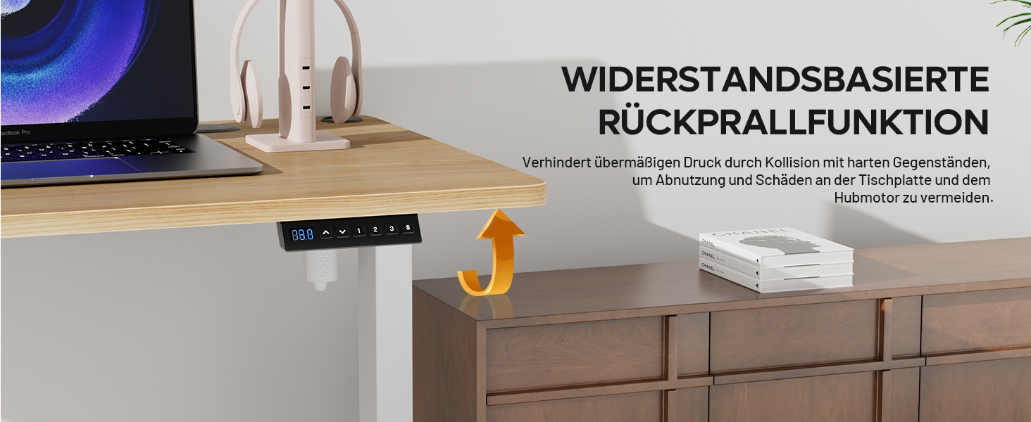 Регульований стіл з підняттям, USB-зарядкою та розеткою, 100 x 60 см. Електричний стіл, регульований комп'ютерний стіл з пам'яттю 3-х функцій, білий (горіх, 100 x 60 см)