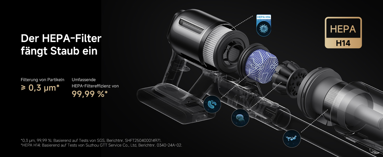 Dreame Z10 - Бездротовий пилосос з потужністю 190AW, 90 хвилин роботи, датчик пилу, LED-дисплей, синій LED, без заплутування, для дому, шерсті тварин, килимів