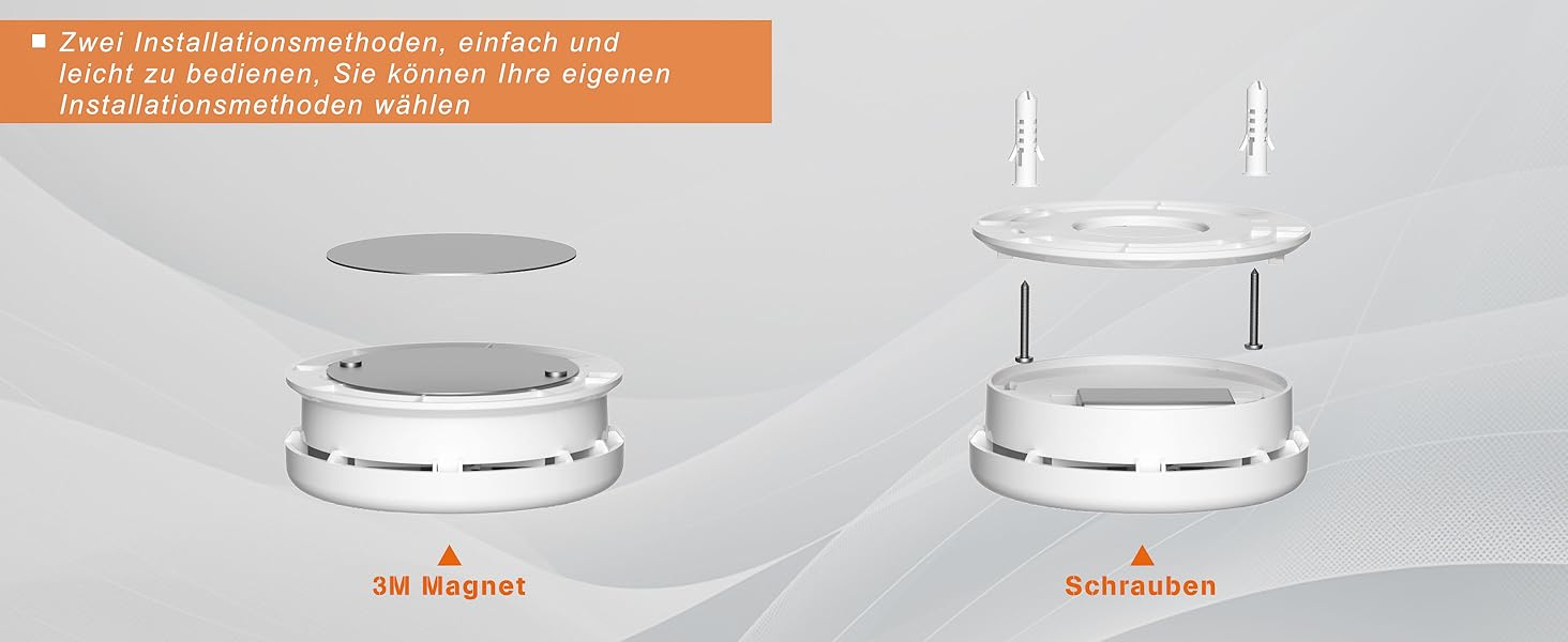 Датчик диму Rauchmelder з магнітною кріпленням, фотоелектричний, 10 років служби, змінна батарея, 4 шт. (4 шт.)