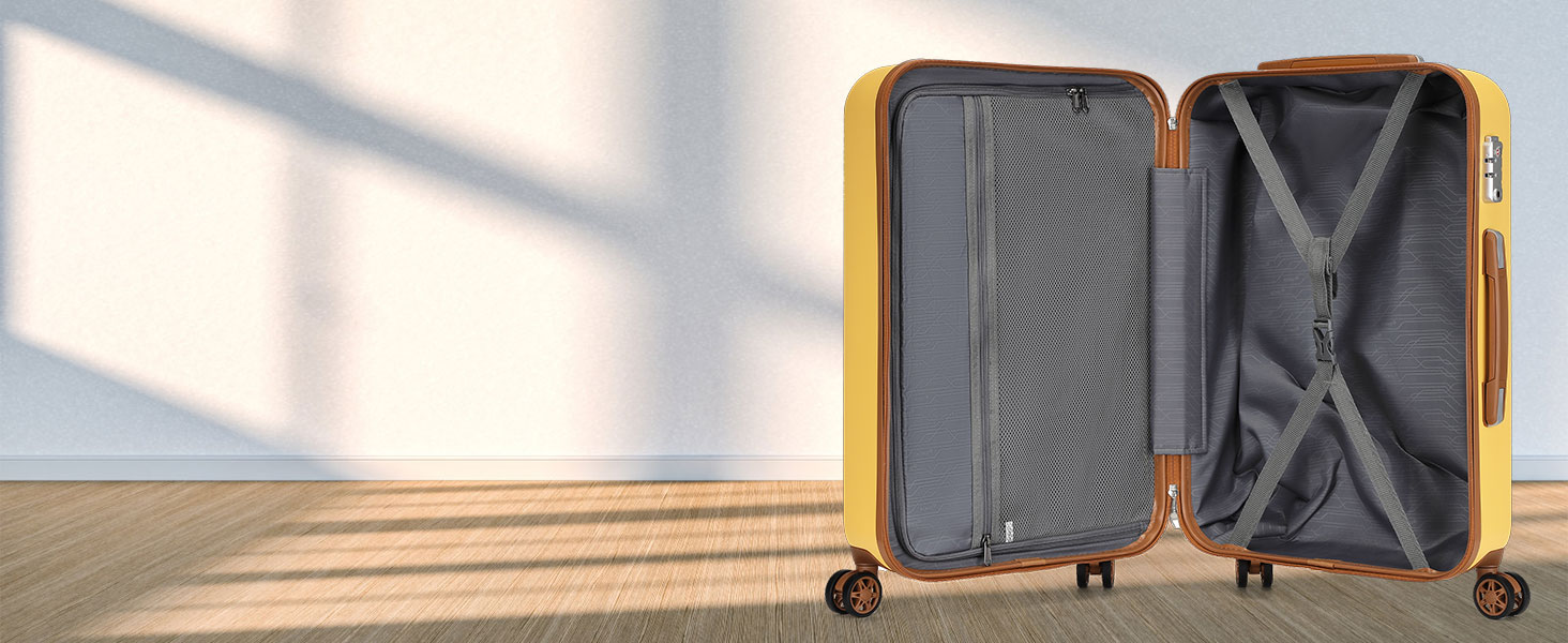 Валіза на колесах KONO з ABS-пластику, 75 x 48 x 29 см, з TSA-замком, білий колір, з косметичкою, ручна поклажа