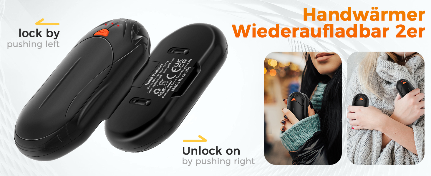 Електричні грілки для рук BOSONER 2 шт. 6000mAh USB, портативні, для чоловіків та жінок, чорні
