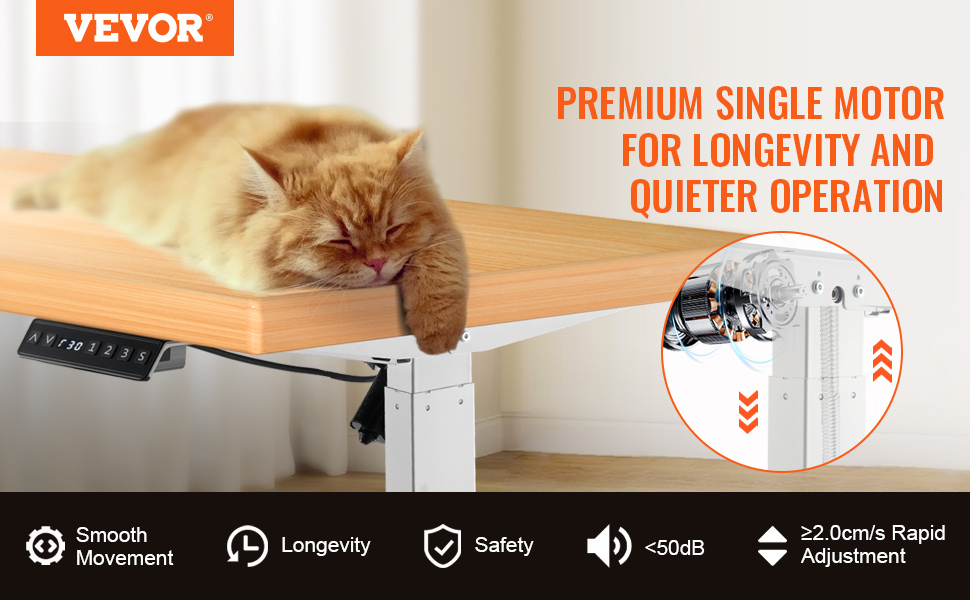 Електричний підйомний механізм для столу VEVOR з подвійним мотором, регулювання висоти 65-129 см та довжини 110-178 см, ергономічна основа для робочого місця, 3 позиції (тільки каркас), 2 мотори, білий, 70-117 см