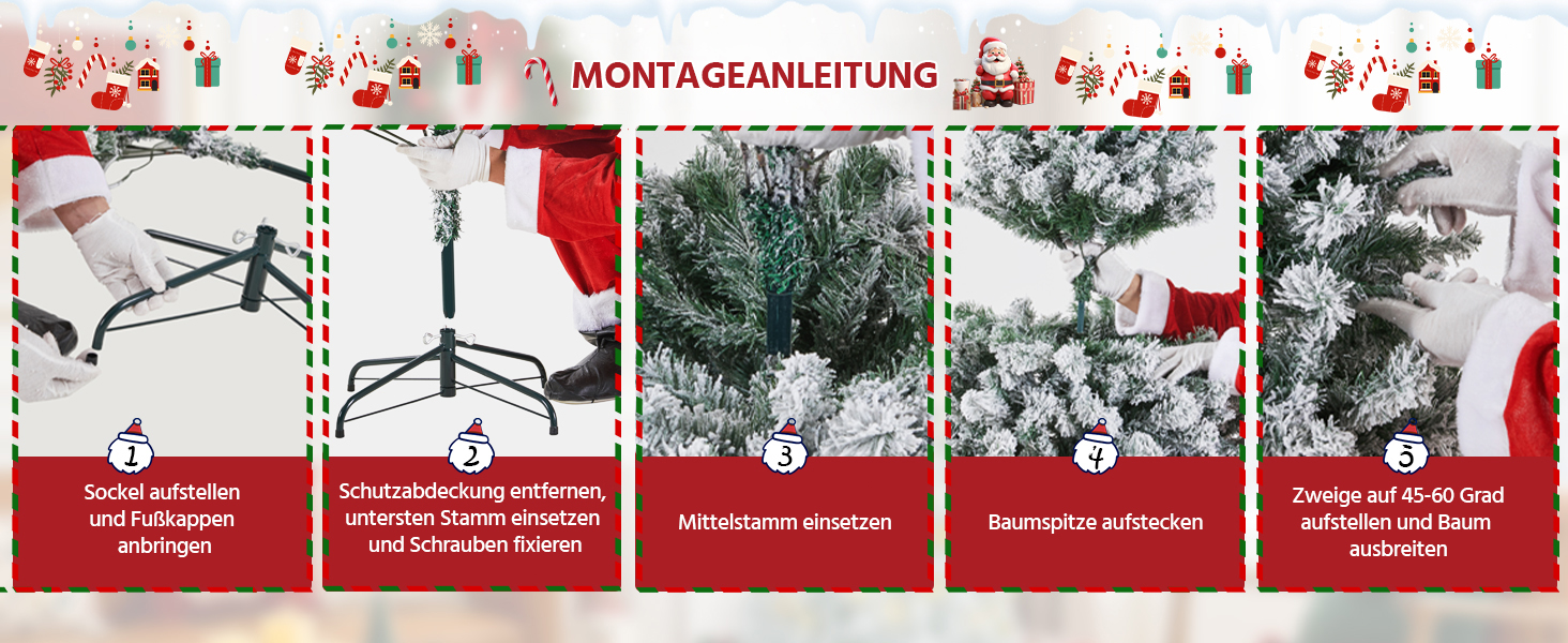 Штучна ялинка Yaheetech зі снігом 183 см (діаметр 120 см), 820 гілок, з металевим підставкою, швидкий монтаж, розкладний механізм для ялинки на Різдво