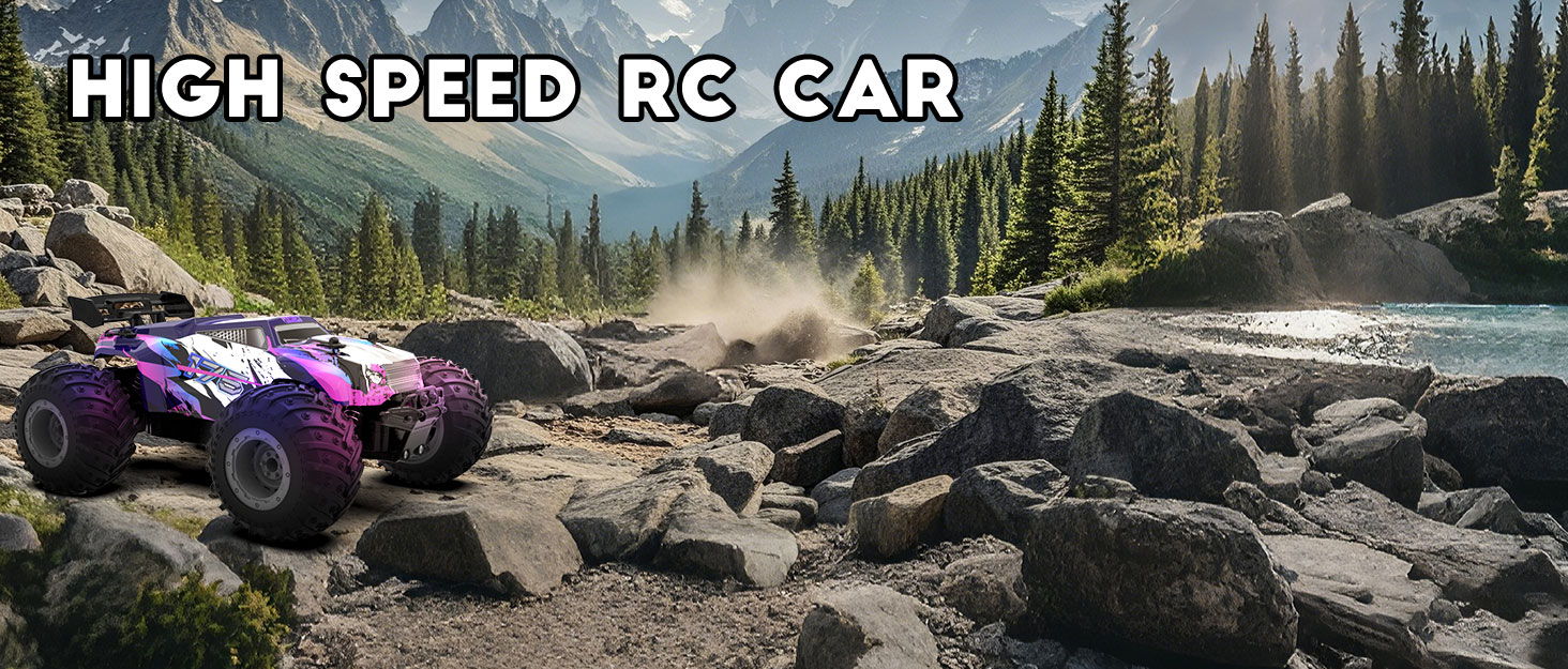 Радіокерований позашляховик FEIMUOSI 1:18 RC Car: LED підсвітка, 2.4GHz, 2 акумулятори, швидкість 20 км/год, для дітей та дорослих, фіолетовий