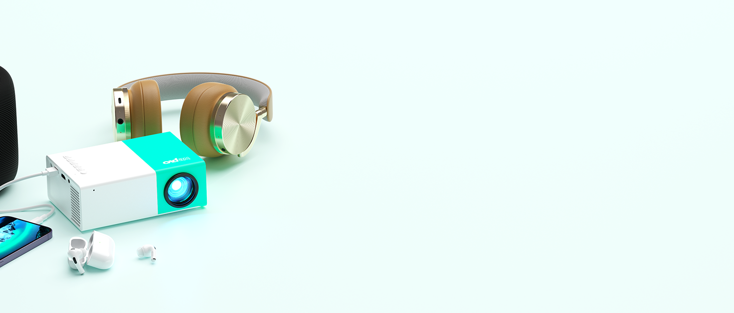 Портативний проєктор Mini Beamer YG300Plus: LED Pico проєктор для дому та на вулицю з HDMI, USB, Type-C та пультом дистанційного керування