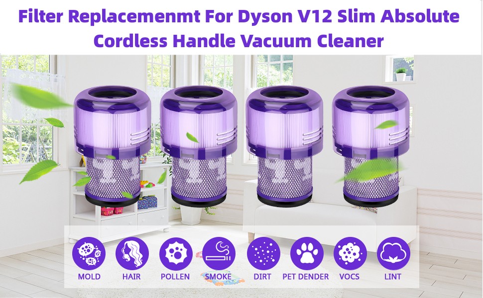 Змінний фільтр для абсолютного пилососа Dyson V12 Detect Slim/Cyclone Animal (2 шт. ), 2 шт.