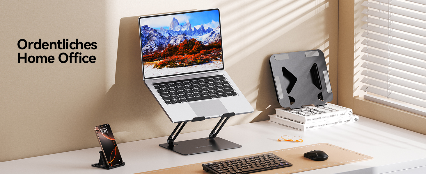 Підставка для ноутбука TECKNET, металева, регульована, 10-17.3 дюймів, чорна