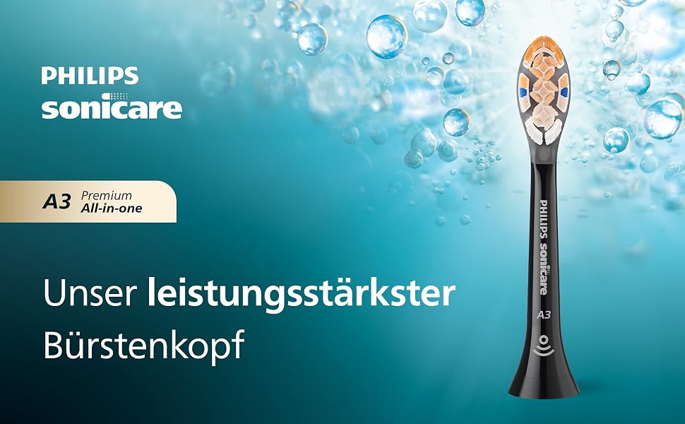 Смінні насадки для електричної зубної щітки Philips Sonicare A3 Premium All-in-One, чорні, 6 шт, HX9096/88