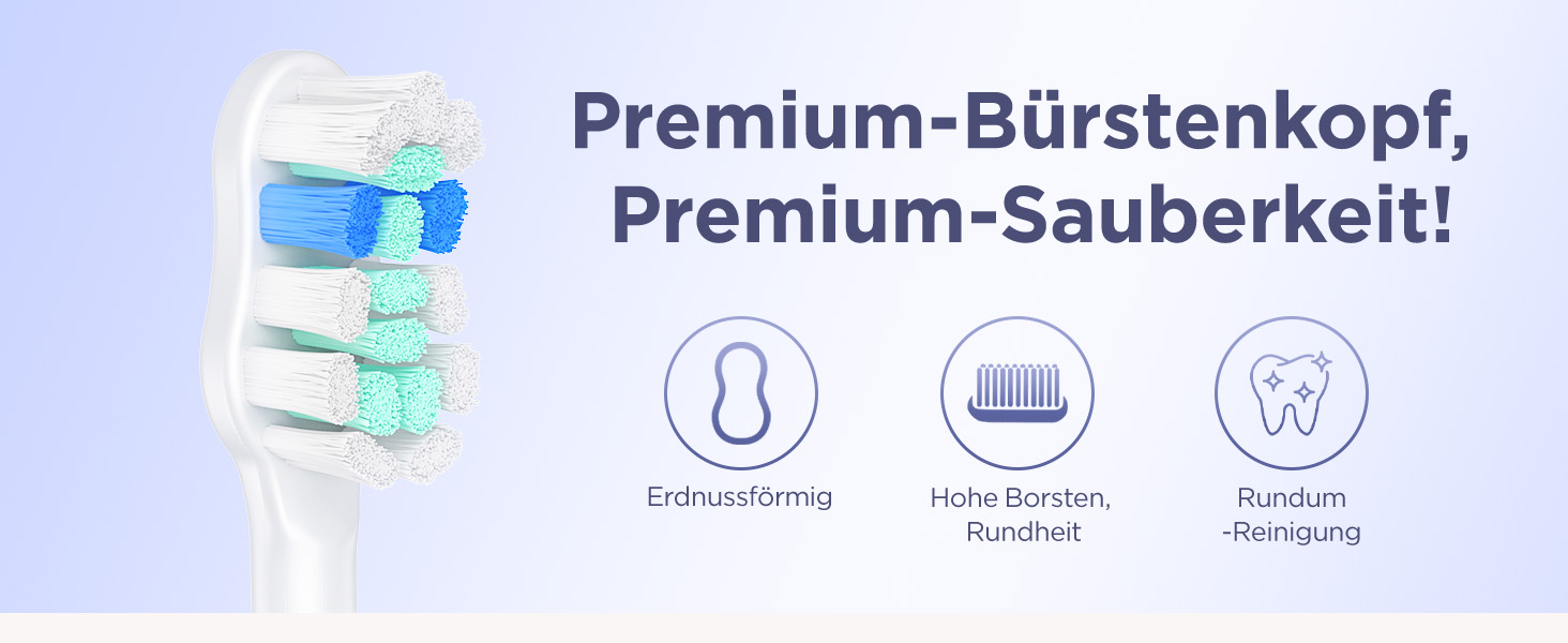 Електрична зубна щітка Sonic для дорослих та дітей, 5 режимів чищення, 8 насадок, блакитна