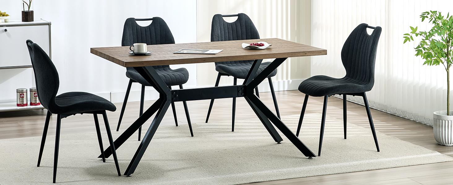 LEWE Комплект обідніх стільців для кухні та вітальні, м'який стілець з металевими ніжками, коричневий (2 шт.)