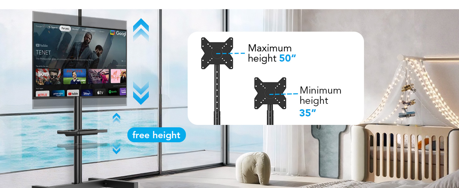 Кріплення для телевізора AX WABER на підлогу для LCD, OLED LED телевізорів 13-50 дюймів, VESA 200x200, до 35 кг, AX2008TBM (без шківів)