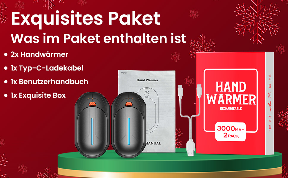 Електричні грілки для рук USB, 2 шт. - багаторазові, 3 режими нагріву, 20 годин роботи, для кемпінгу та активного відпочинку. Чорний колір.