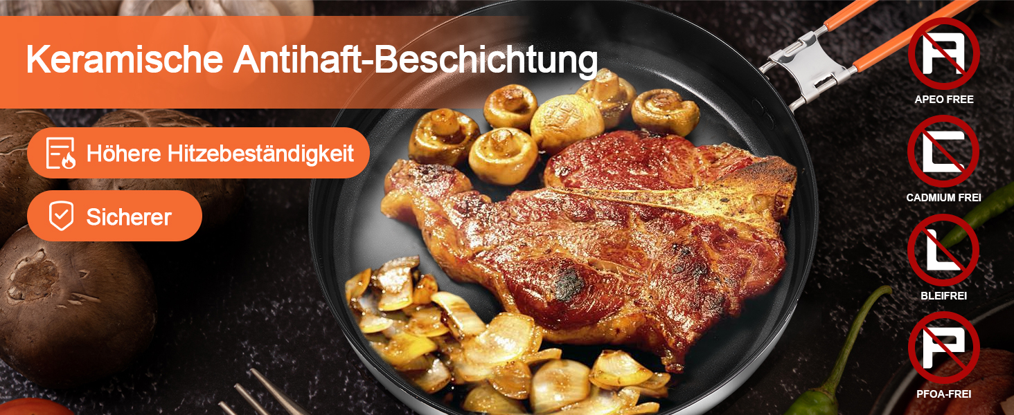 Набір посуду для кемпінгу Odoland: каструля, сковорода, тарілки, миски, виделки, ножі, ложки (10/15 шт.) з нержавіючої сталі з антипригарним покриттям та чохлом