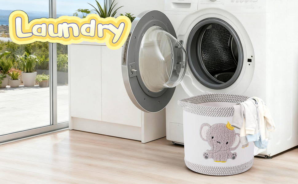 Набір кошиків для зберігання 3 шт. плетені кошики для іграшок, білизни, дитячий органайзер для іграшок, одягу, м'яких іграшок, місткі та надійні кошики (Kronen-Elefant)