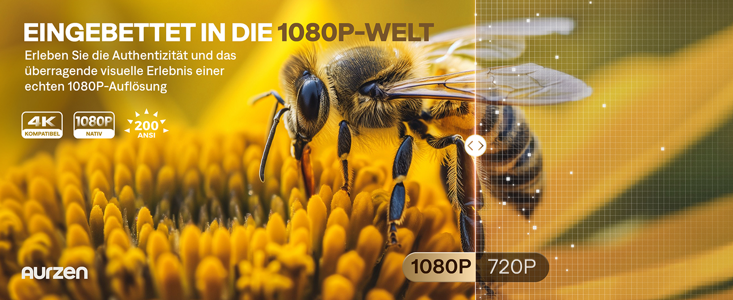 Aurzen Eazze D1 Smart Beamer: 4K проєктор для домашнього кіно з підтримкою 4K, Full HD 1080P, Netflix, Dolby Audio, автофокусом, корекцією трапеції, Wi-Fi, Bluetooth, білий