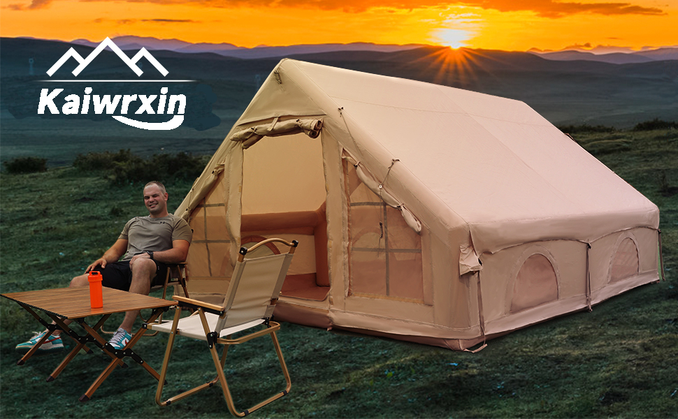 Надувний кемпінговий намет для 2-8 осіб Oxford 4 сезони з насосом - швидкозбірний водонепроникний намет (300x210x200 см, велике вікно)